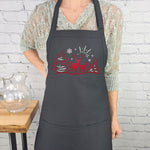 Deer apron winter wildlife scene with pockets adjustable neck embroidered cabin kitchen accessory classic rustic decor