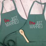 Mr and Mrs Couples Apron matching set newly weds with pockets adjustable neck embroidered great vow renewal anniversary