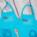 Mr and Mrs Couples Apron matching set newly weds with pockets adjustable neck embroidered great vow renewal anniversary