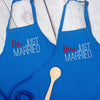 Mr and Mrs Couples Apron matching set newly weds with pockets adjustable neck embroidered great vow renewal anniversary