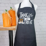 Halloween Apron Trick or Treat Halloween holiday kitchen apron pockets with adjustable neck embroidered pumpkin party favor