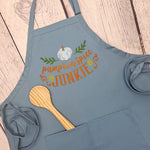 Fall Apron Pumpkin Spice Junkie orange and brown perfect gift pumpkin spice lover embroidered with pockets