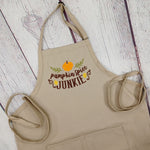 Fall Apron Pumpkin Spice Junkie orange and brown perfect gift pumpkin spice lover embroidered with pockets