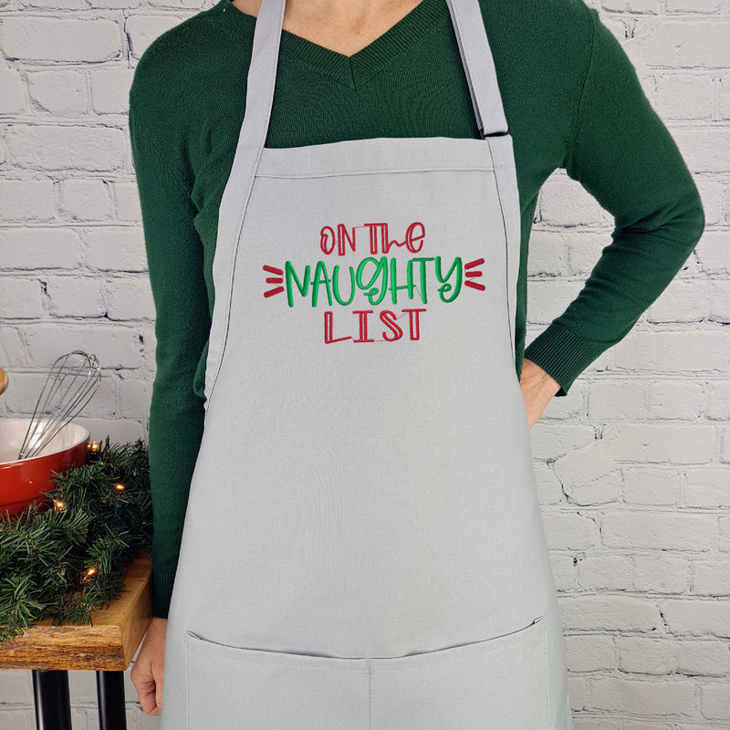 Santas nice list festive apron perfect christmas embroidered baking gift