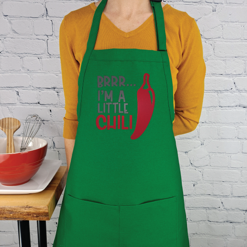 Chili prepper apron, funny embroidered kitchen apron, cooking gift with pockets, spicy humor