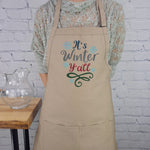 winter kitchen apron with festive lettering cozy gift for cooks holiday baking apron farmhouse style winter yall apron