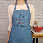 winter kitchen apron with festive lettering cozy gift for cooks holiday baking apron farmhouse style winter yall apron