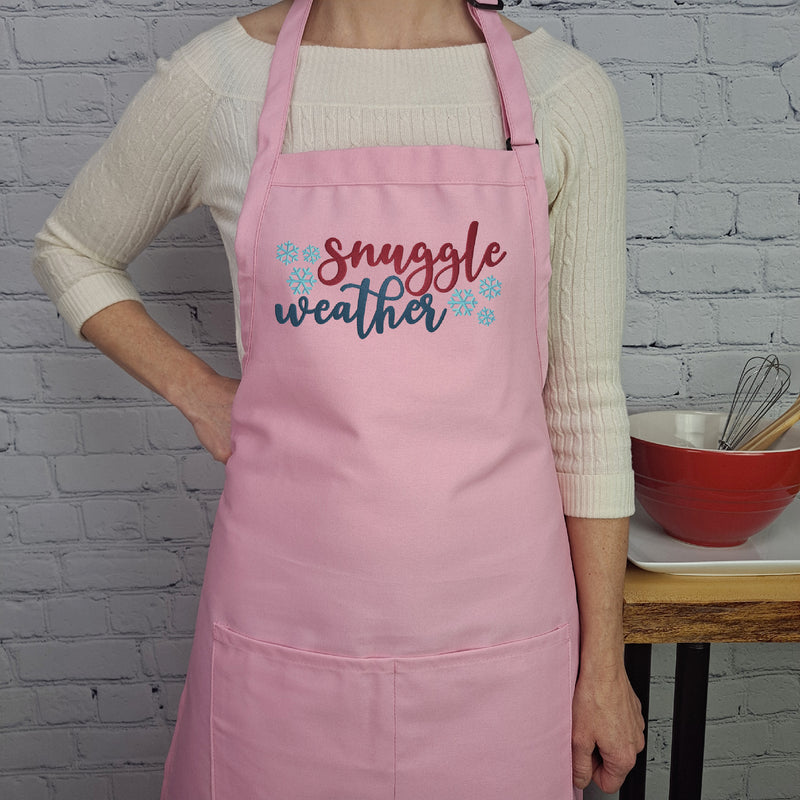 snuggle weather kitchen apron cozy winter cooking apron farmhouse style apron holiday baking gift winter embroidery apron