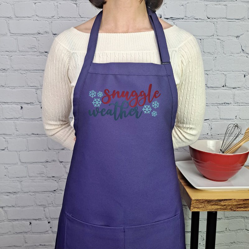 snuggle weather kitchen apron cozy winter cooking apron farmhouse style apron holiday baking gift winter embroidery apron