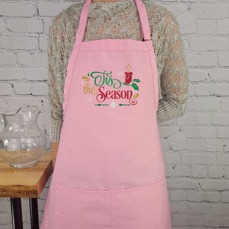 Christmas Apron Tis the season embroidered holiday apron with pockets perfect hostess gift for her