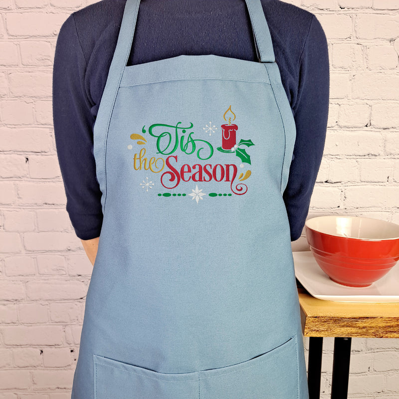 Christmas Apron Tis the season embroidered holiday apron with pockets perfect hostess gift for her