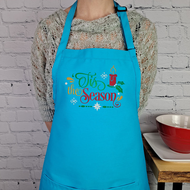 Christmas Apron Tis the season embroidered holiday apron with pockets perfect hostess gift for her