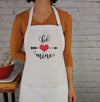 Be Mine Valentine apron, pink embroidered kitchen apron with pockets, heart and arrow design, Valentine’s Day gift for her or him