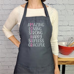 Amazing, loving, strong, happy, selfless, graceful, mother definition apron perfect kitchen gift for mothers and her.