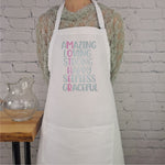 Amazing, loving, strong, happy, selfless, graceful, mother definition apron perfect kitchen gift for mothers and her.