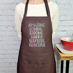 Amazing, loving, strong, happy, selfless, graceful, mother definition apron perfect kitchen gift for mothers and her.