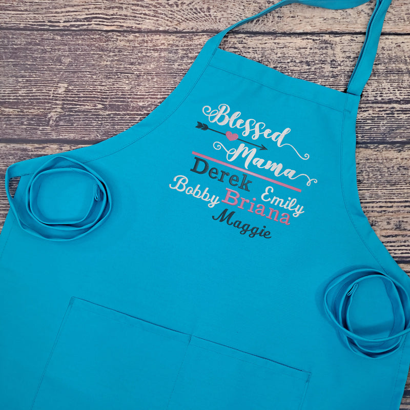 Customizable apron embroidered personalize name grandma gift kitchen apron with pockets mothers day gift