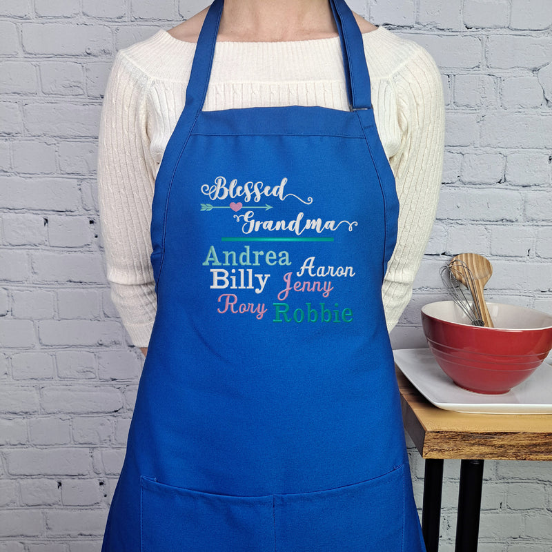 Customizable apron embroidered personalize name grandma gift kitchen apron with pockets mothers day gift