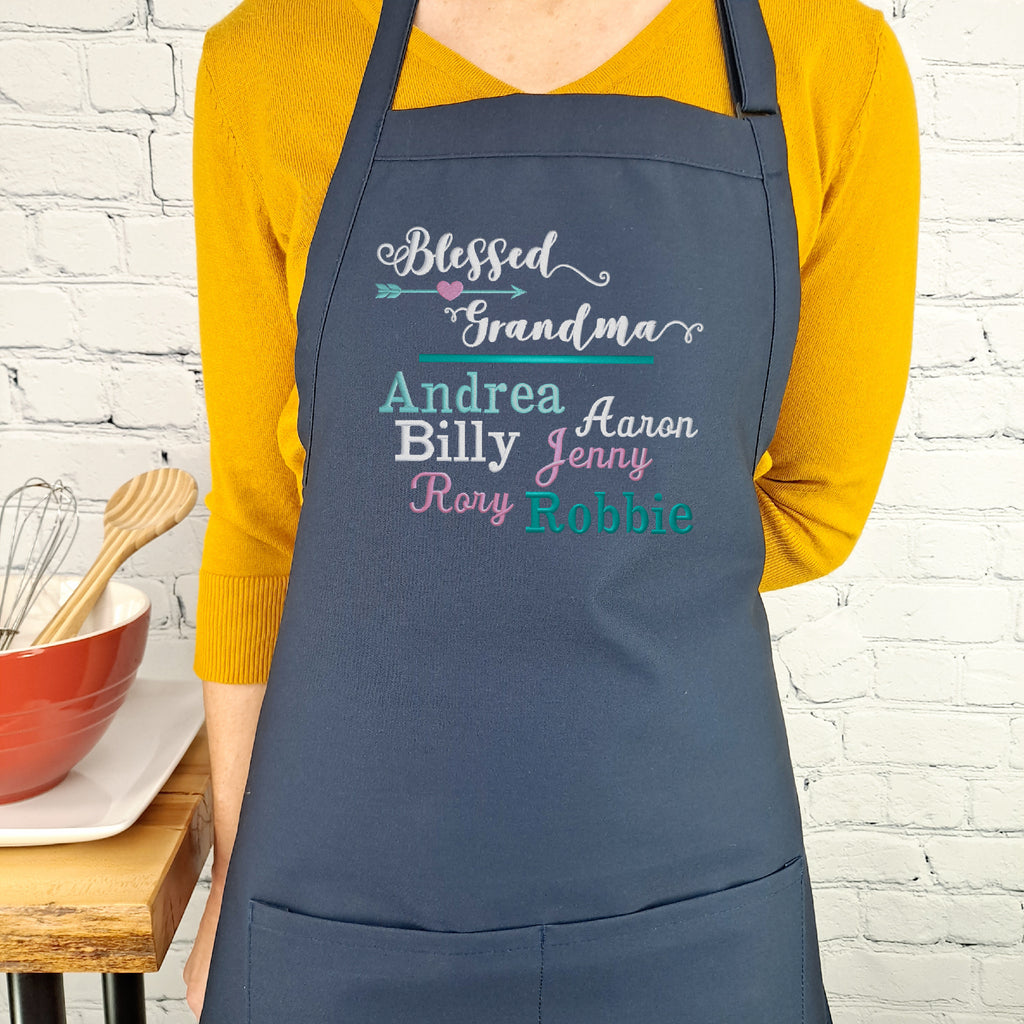 Customizable apron embroidered personalize name grandma gift kitchen apron with pockets mothers day gift