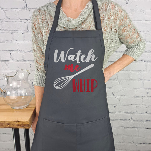 Funny apron embroidered Watch me Whip music parody cooking baking perfect gift for friend.