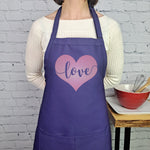 Heart apron embroidered love heart kitchen apron perfect gift for her