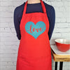 Heart apron embroidered love heart kitchen apron perfect gift for her