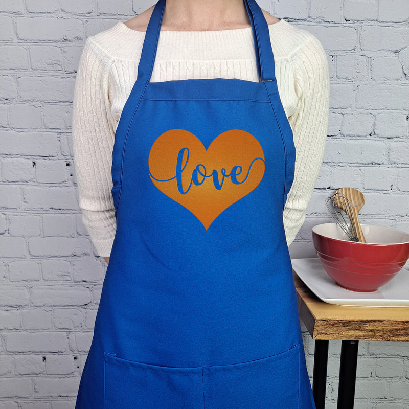 Heart apron embroidered love heart kitchen apron perfect gift for her