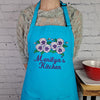 Customizable pansy embroidered apron Personalize name kitchen apron great gift for her