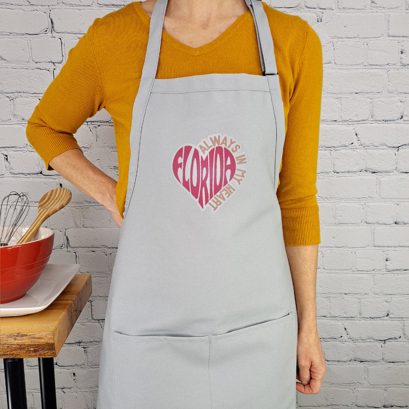 Georgia Apron always in my heart love home house warming embroidered Kitchen accessory with pockets perfect moving gift for friend