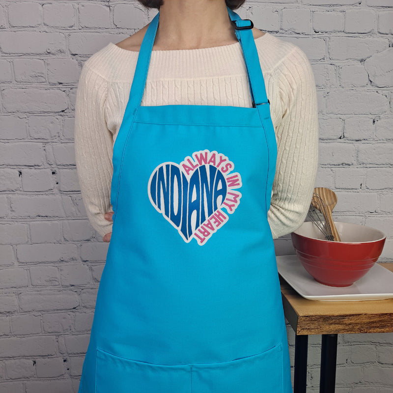 Indiana apron embroider house warming moving gift kitchen accessory baking apron perfect gift for her