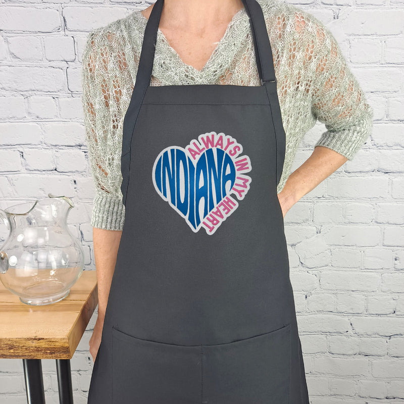 Indiana apron embroider house warming moving gift kitchen accessory baking apron perfect gift for her