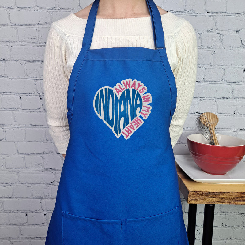 Indiana apron embroider house warming moving gift kitchen accessory baking apron perfect gift for her