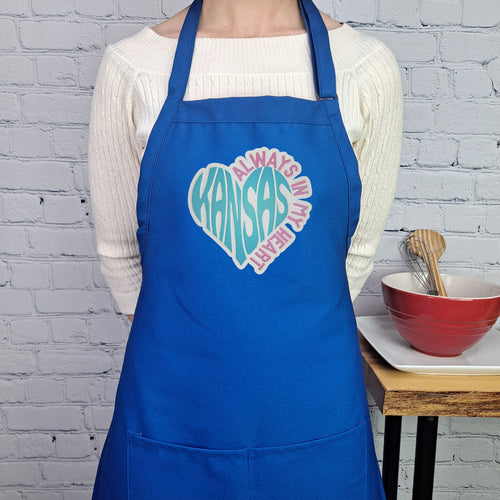 Kansas always in my heart apron embroidered perfect baking apron gift for her