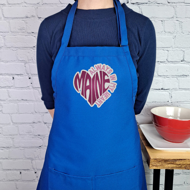 Maine apron kitchen accessory womens apron embroidered with pockets great moving or house warming gift long ties and adjustable neck