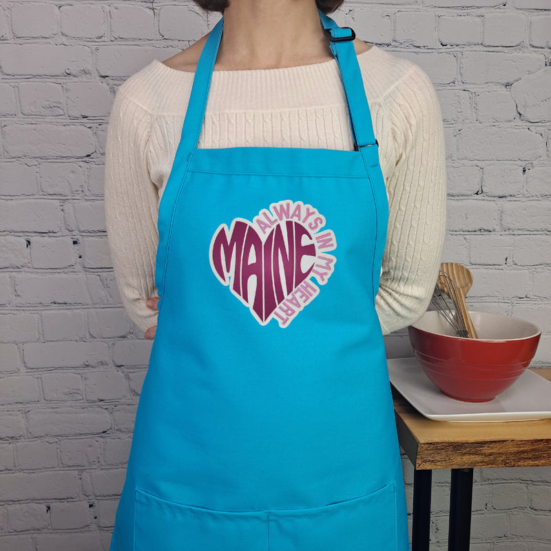 Maine apron kitchen accessory womens apron embroidered with pockets great moving or house warming gift long ties and adjustable neck