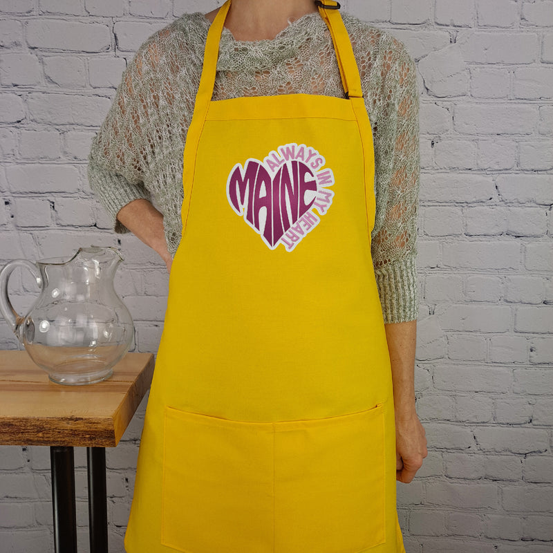 Maine apron kitchen accessory womens apron embroidered with pockets great moving or house warming gift long ties and adjustable neck