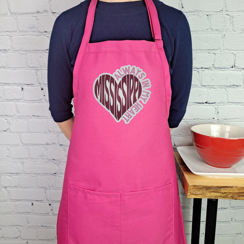 Mississippi apron embroidered kitchen accessory with pockets and adjustable neck perfect gift for her moving gift