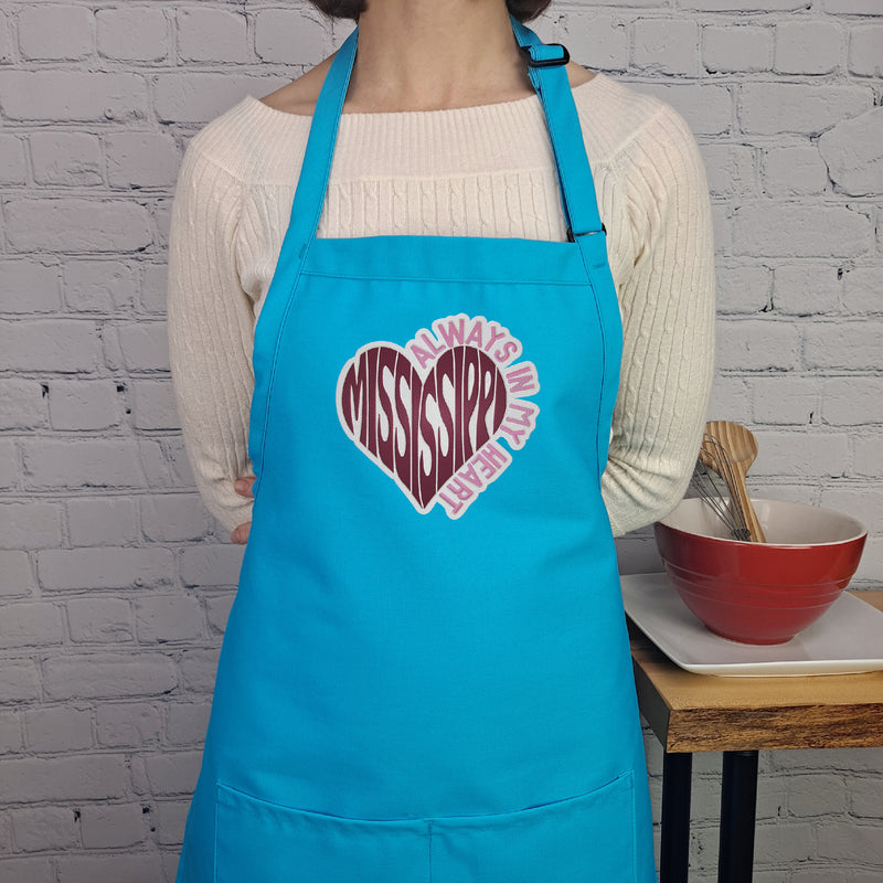 Mississippi apron embroidered kitchen accessory with pockets and adjustable neck perfect gift for her moving gift