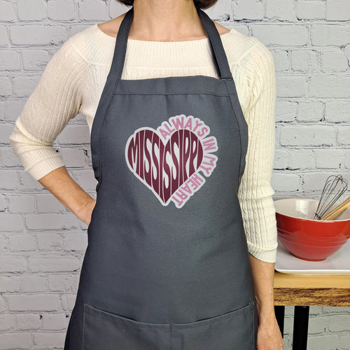 Mississippi apron embroidered kitchen accessory with pockets and adjustable neck perfect gift for her moving gift