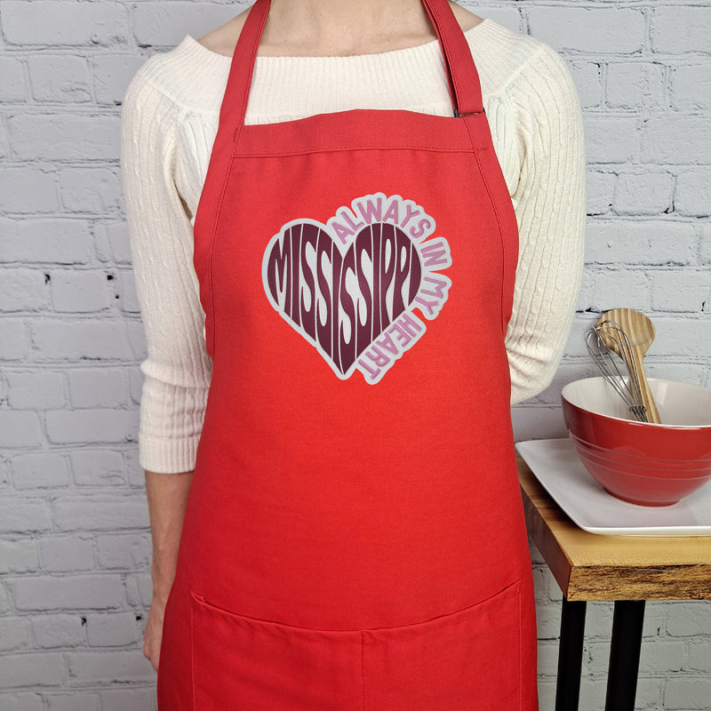 Mississippi apron embroidered kitchen accessory with pockets and adjustable neck perfect gift for her moving gift