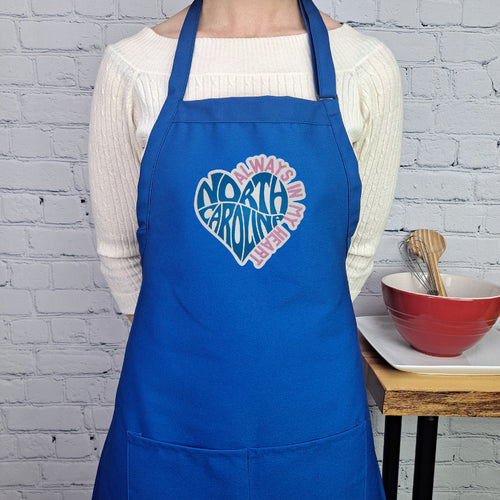 North Carolina  always in my heart North Carolina Embroidered Apron love our home state kitchen cooking apron