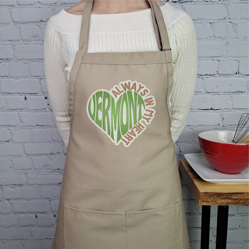 Vermont apron always in my heart embroider gift baking apron perfect gift for her