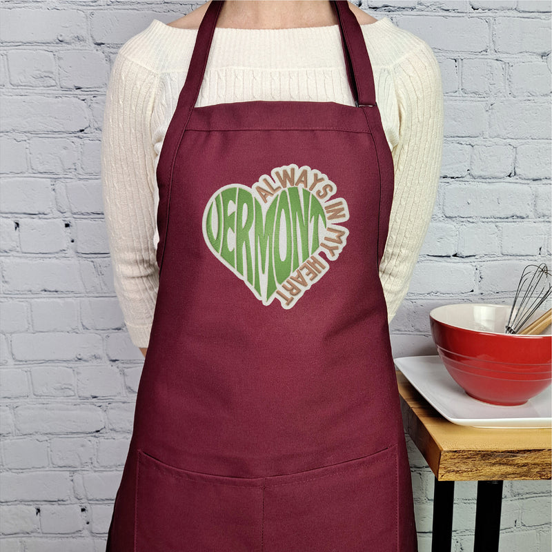 Vermont apron always in my heart embroider gift baking apron perfect gift for her