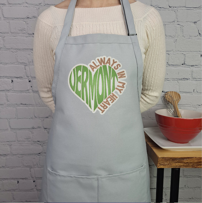 Vermont apron always in my heart embroider gift baking apron perfect gift for her