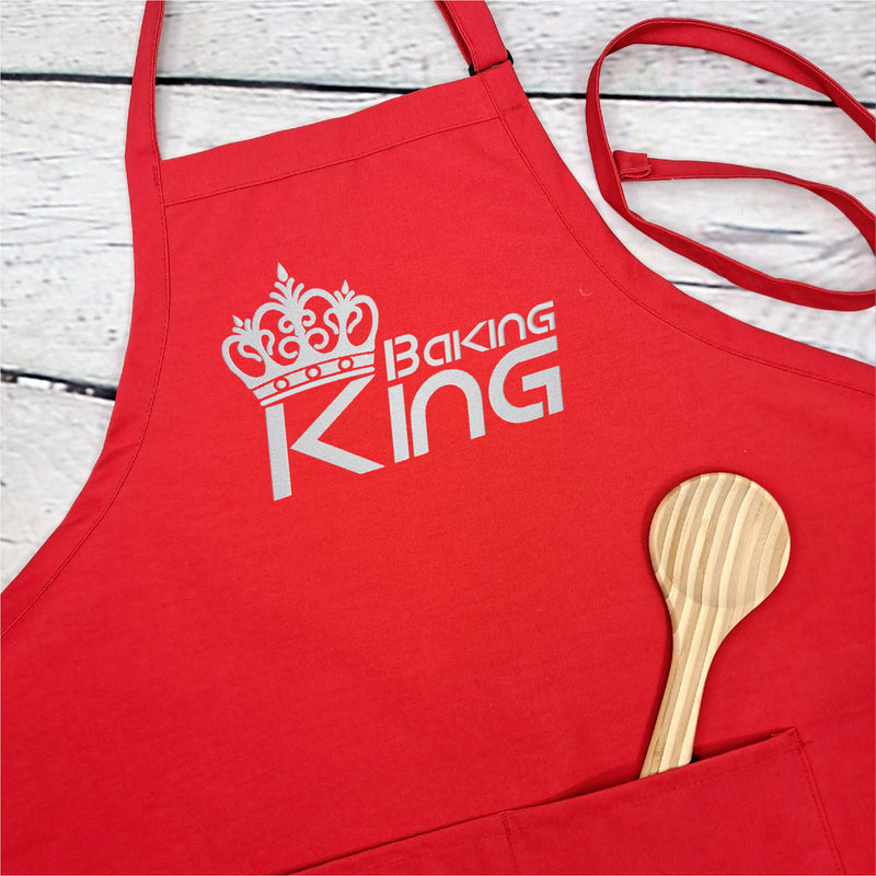 Baking King Apron kitchen apron embroidered with pockets and adjustable neck fathers day gift for him