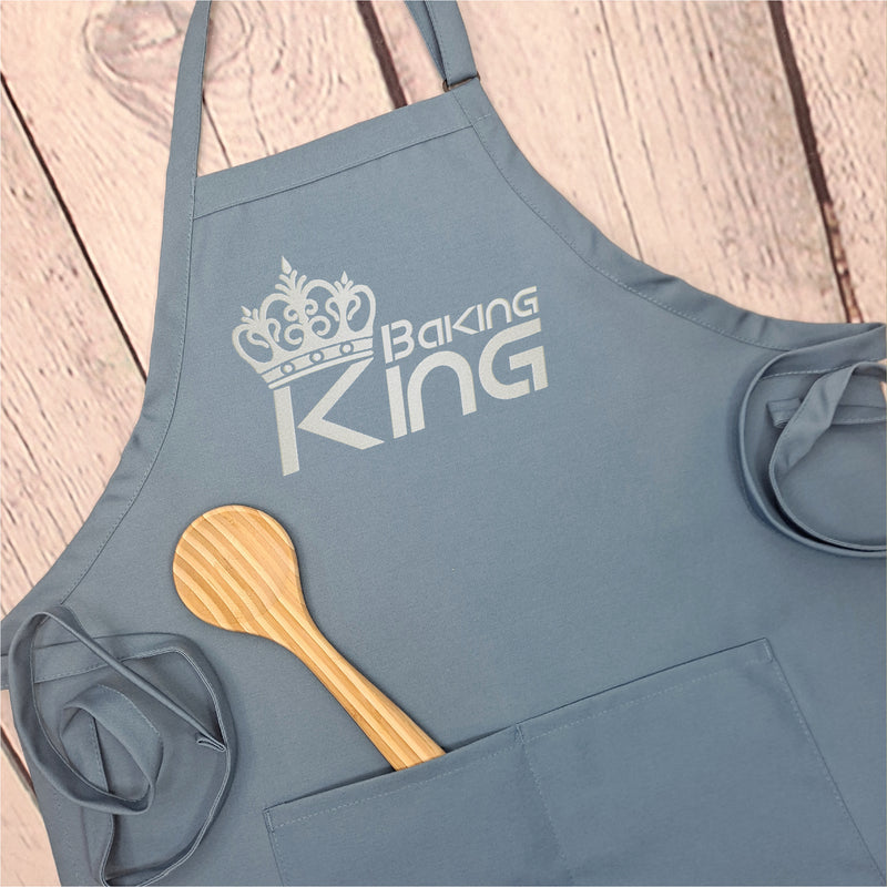 Baking King Apron kitchen apron embroidered with pockets and adjustable neck fathers day gift for him