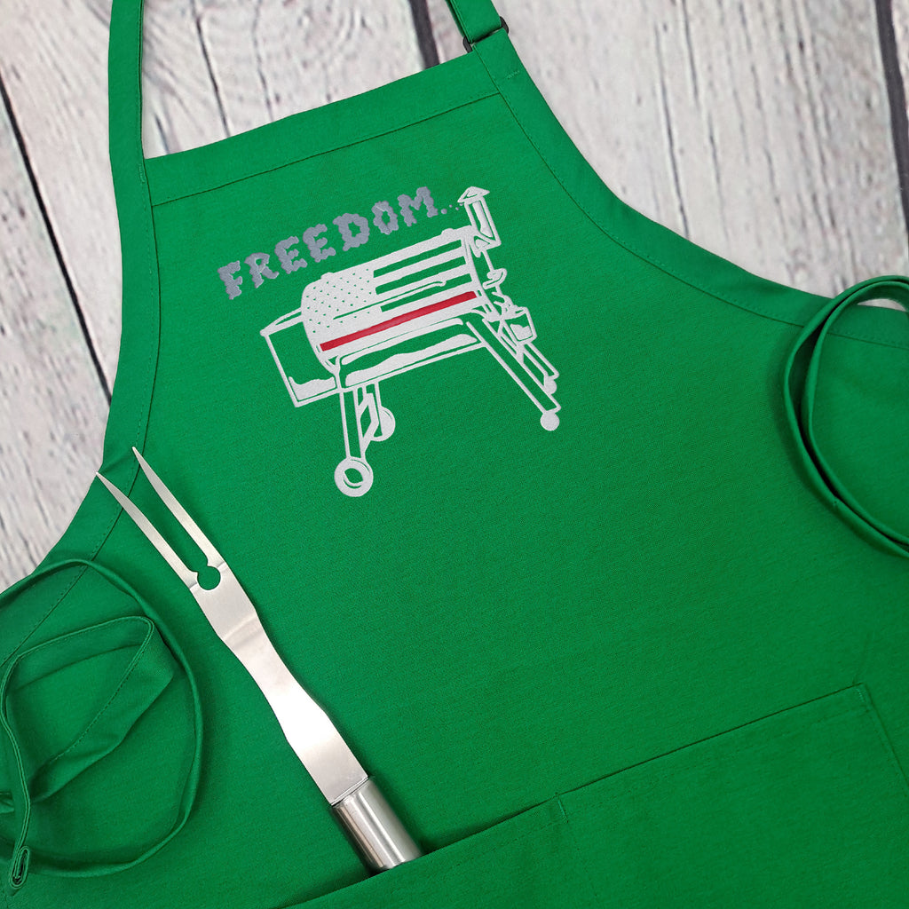 Freedom apron service flag embroidered grilling bbq meat smoking  apron patriotic fathers day gift