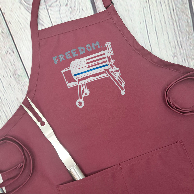 Freedom apron service flag embroidered grilling bbq meat smoking  apron patriotic fathers day gift