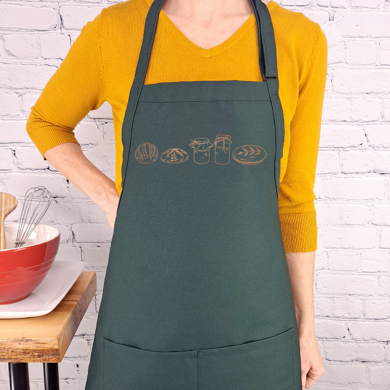 Sourdough bread apron embroidered with pockets great gift for bread bakers with adjustable neck durable and stain resistant