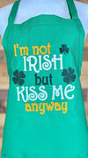 St Pattys Day Apron Kiss me I'm Irish kitchen cooking apron